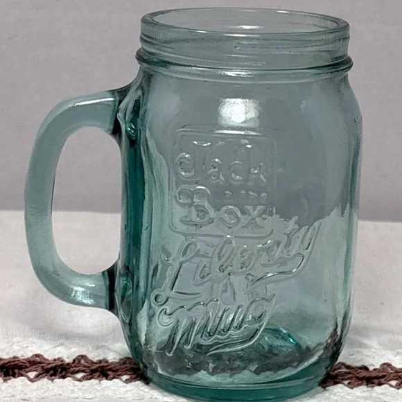 Vtg Aqua Blue Mason Jack In The Box Mug Jar Bicentennial 1976 Liberty Bell 10 Oz - Picture 2 of 5